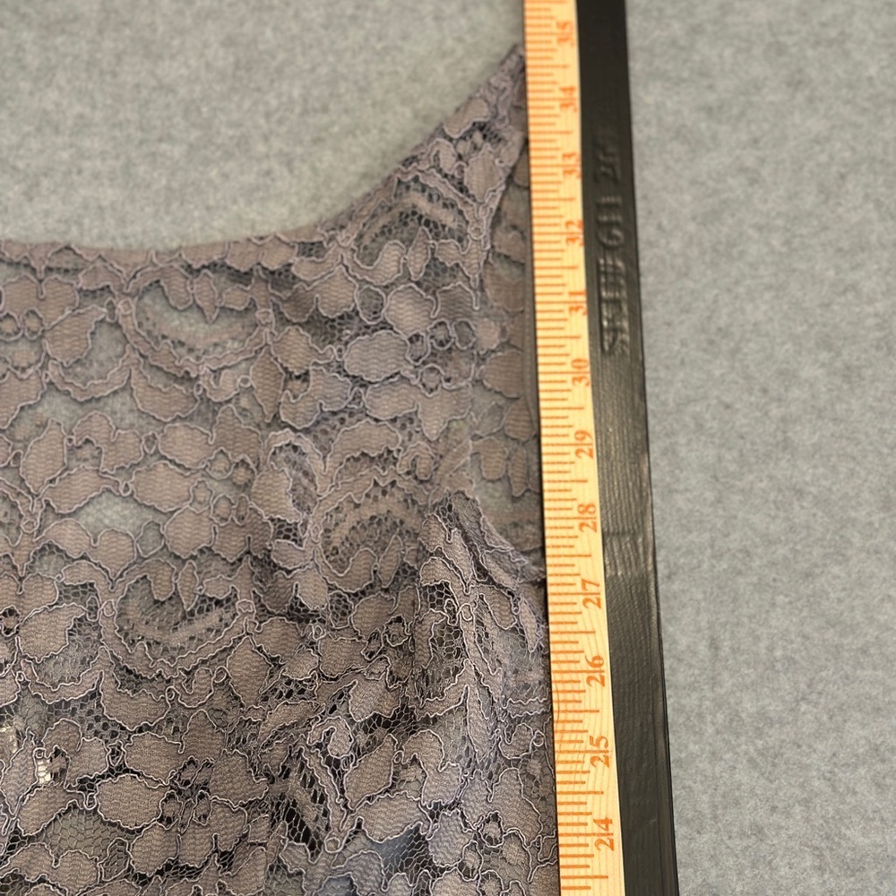 David's Bridal Dusty Grey Lace Midi Dress - Picture 8 of 8